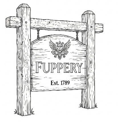 Line drawing of the Fuppery Village sign